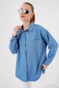 Oversize Kot Gömlek 20280 - Mavi resmi